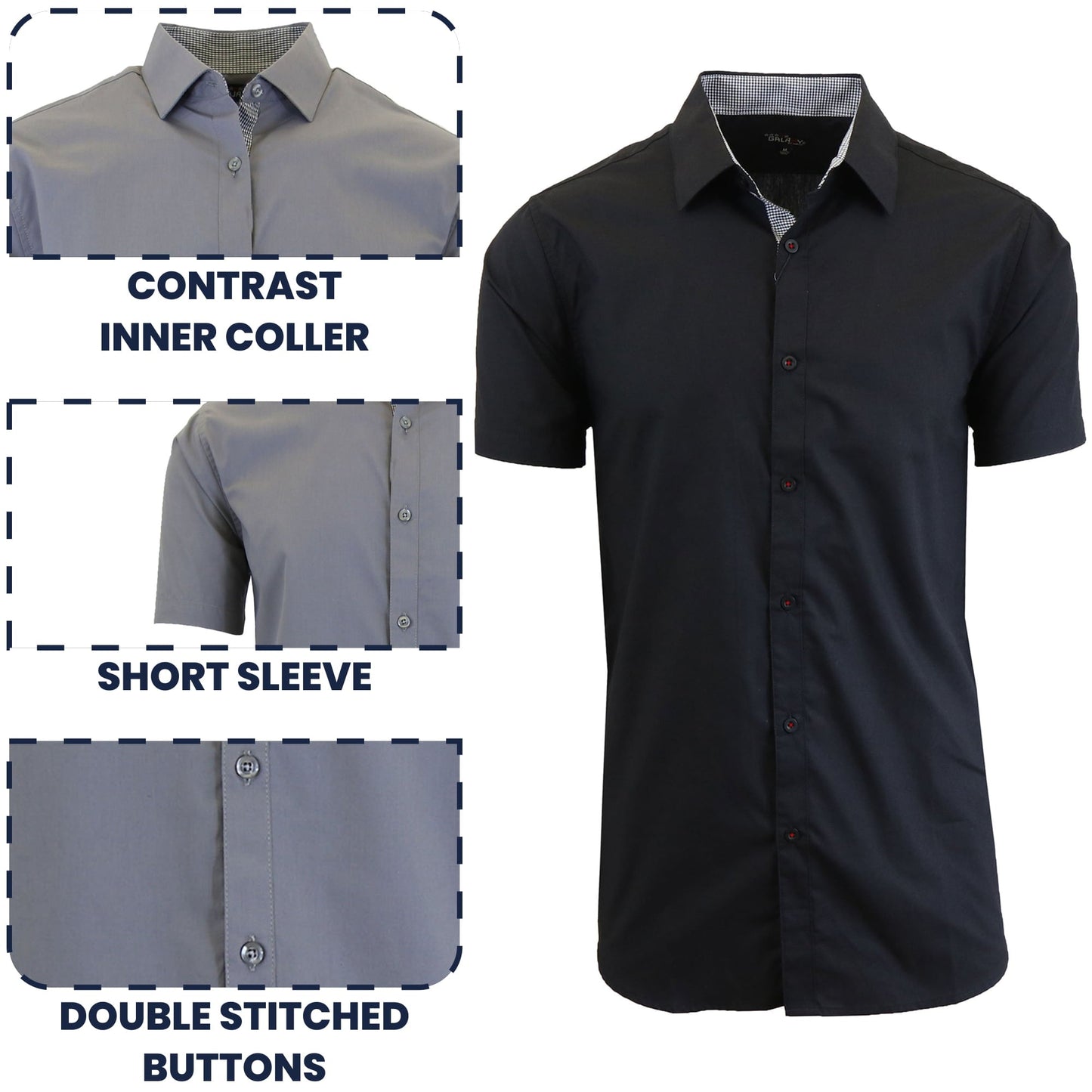 Men's 3-Pack Short Sleeve Dress Shirts (S-5XL)