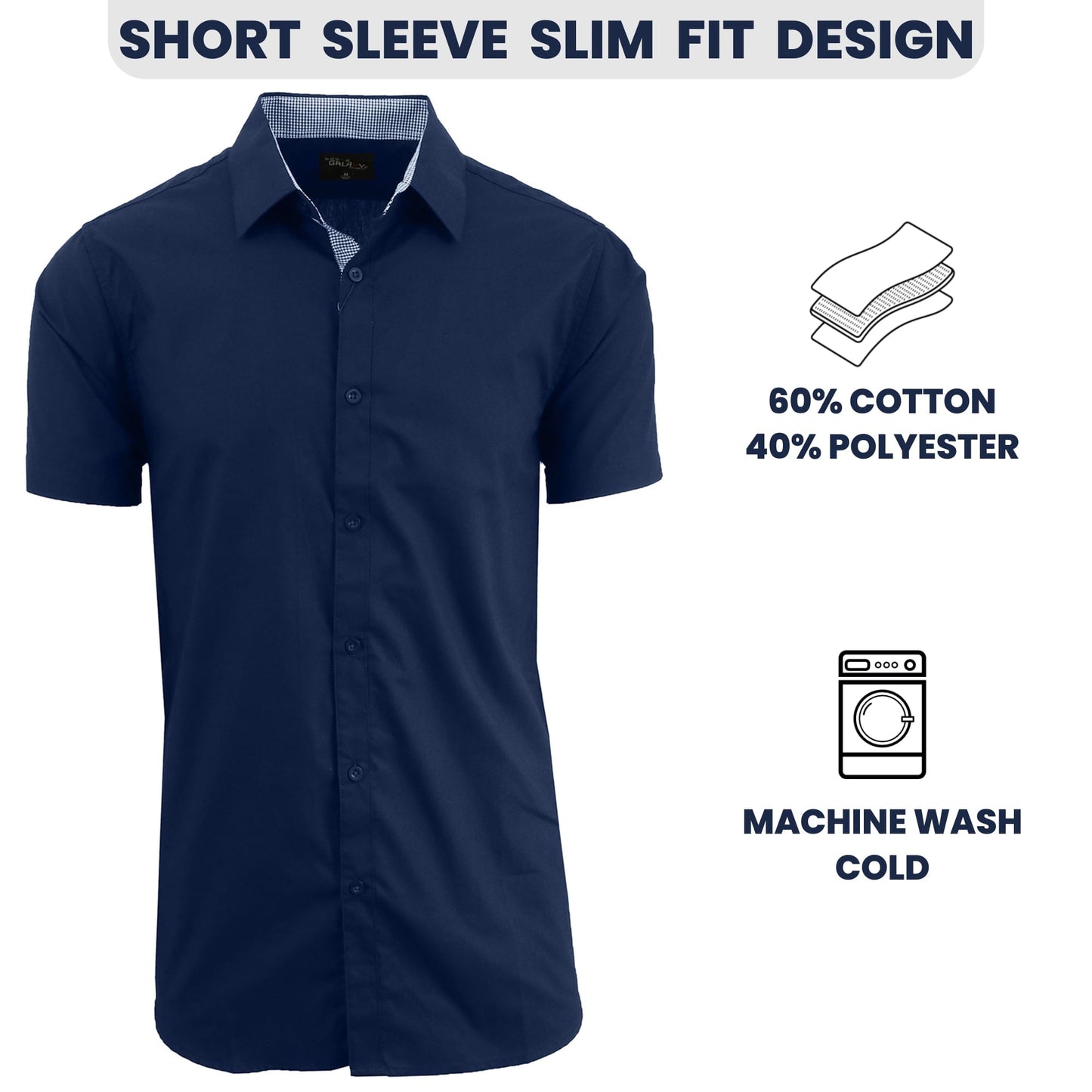 Men's 3-Pack Short Sleeve Dress Shirts (S-5XL)